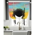 thumbnail image 5 of Mountain Tree Silhouette Tie Up Curtains for Window, Thermal Insulted Balloon Shade Adjustable Rod Pocket Curtains Valance Panels for Kitchen Bathroom Cafe 42 x 63 Orange Blue Sky Watercolor, 5 of 6