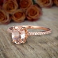 thumbnail image 3 of Desinger Classic 1.75 Carat Peach Pink 8x6mm Oval Cut Morganite and Diamond Moissanite Engagement Ring with 18k Gold Plating, 3 of 3