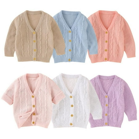 

Infant Baby Boy Girl Long Sleeve Knitted Sweater Button Cardigan Coat Twist Knitwear Jacket Winter Warm Clothes