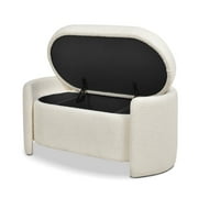 Jennifer Taylor Home Fuji 44 Upholstered Boucle Oval Storage Bench Ivory White