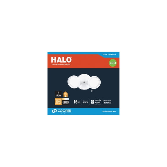 HALO LED Security Light TGS2S402MRRW - Motion Sensing, 2500 Lumens, 2 Heads - White