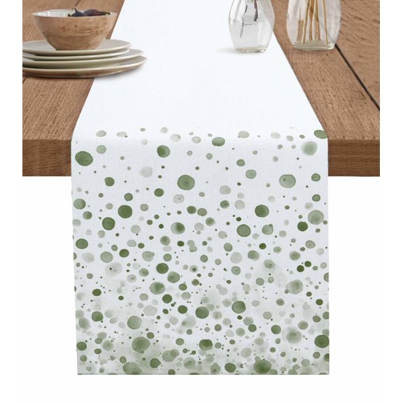 Hokiten Table Runners 70 Inches Long Dress Scarves, Sage Green Polka Dot Farmhouse Coffee/Dining/Kitchen Table Decor, Holiday Table Runner, Modern Art Abstract Watercolor Dot 13x70 Inch