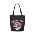 thumbnail image 1 of ASHLEIGH Baseball Canvas Tote Bag Reusable Collapsible Durable Grocery Shopping Bag, 1 of 4