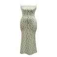 thumbnail image 4 of Robe Moulante Longue Maxi Sans Manches pour Femmes à Imprimé Floral, Bretelles Spaghetti, Découpes, Dos Nu, 4 of 7