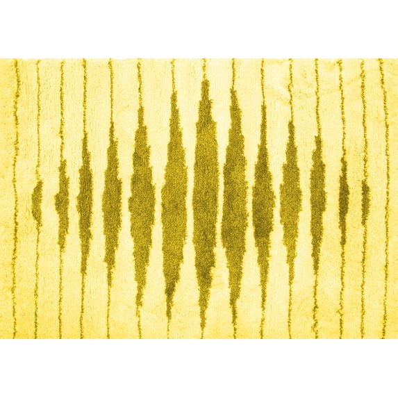 Ahgly Company Machine Washable Indoor Rectangle Solid Yellow Modern Area Rugs, 3' x 5'