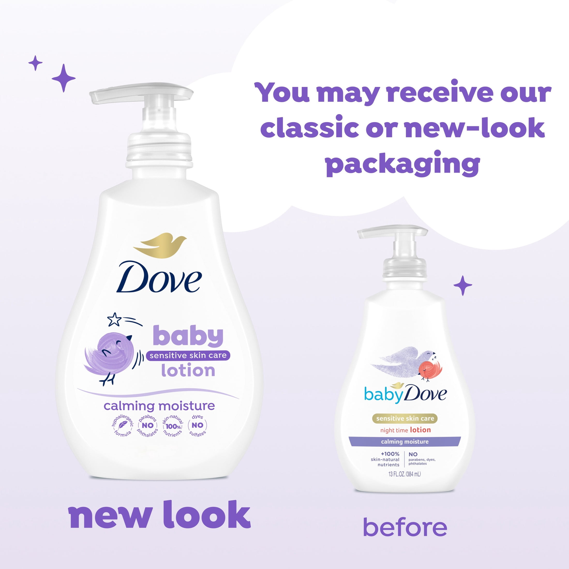 (4 pack) Dove Sensitive Skin Care Baby Lotion For A Soothing Scented Lotion Calming Moisture Hypoallergenic And Dermatologist-Tested, 13 fl oz