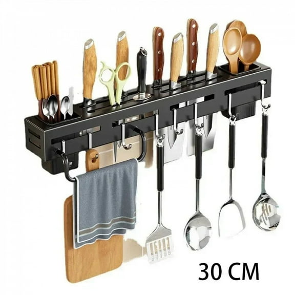 Kitchen Cabinet Stainless Steel Frame Wall Mounted Knife Holder Storage Rack Knife With Hook Storage Rack Kitchen Nail Free
