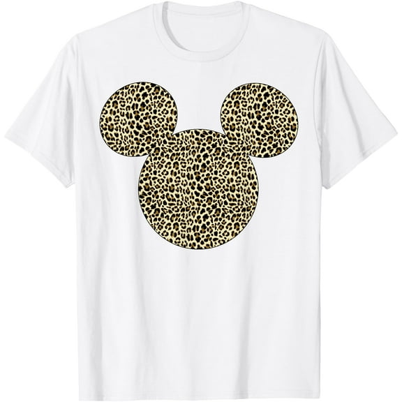 Mickey Mouse Cheetah Print Silhouette Fill DTG Print Unisex T-Shirt