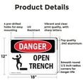 thumbnail image 2 of (2 Pack) Open Trench OSHA Danger Sign 18 Inch X 12 Inch Indoor / Outdoor Rust-Free Aluminum Metal Signs for Workplace, Workshop, and Construction Site, Made in the USA, 2 of 8