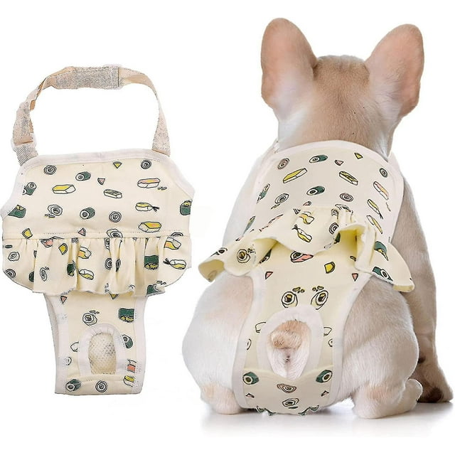 Dog Hygiene Briefs With Suspenders, Male And Female Dogs Adjustable Pet Briefs Diapers, French Bulldog Physiological Pants Cotton Jumpsuit Bri