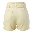 thumbnail image 4 of Sngxgn Women's Mid Rise Ripped Stretchy Jean Shorts Frayed Raw Hem Casual Denim Shorts(Beige,XL), 4 of 6