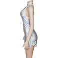 thumbnail image 3 of Vanessa Kensington Dress Women Vanessa Sexy Strappy Sleeveless Halter Silver Mini Bodycon Dress, 3 of 7