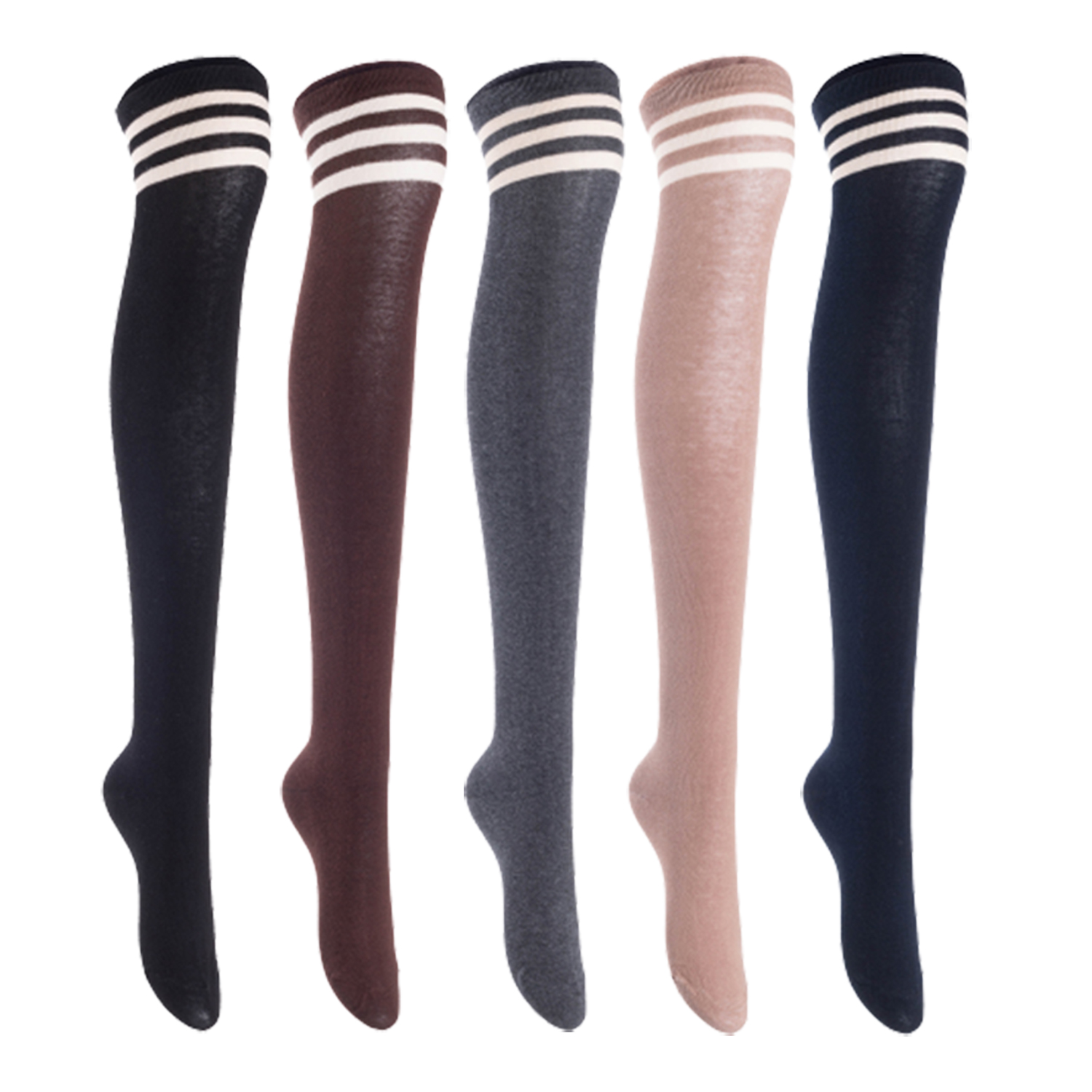 Lian LifeStyle Women's 5 Pairs Adorable Comfortable Soft Thigh High