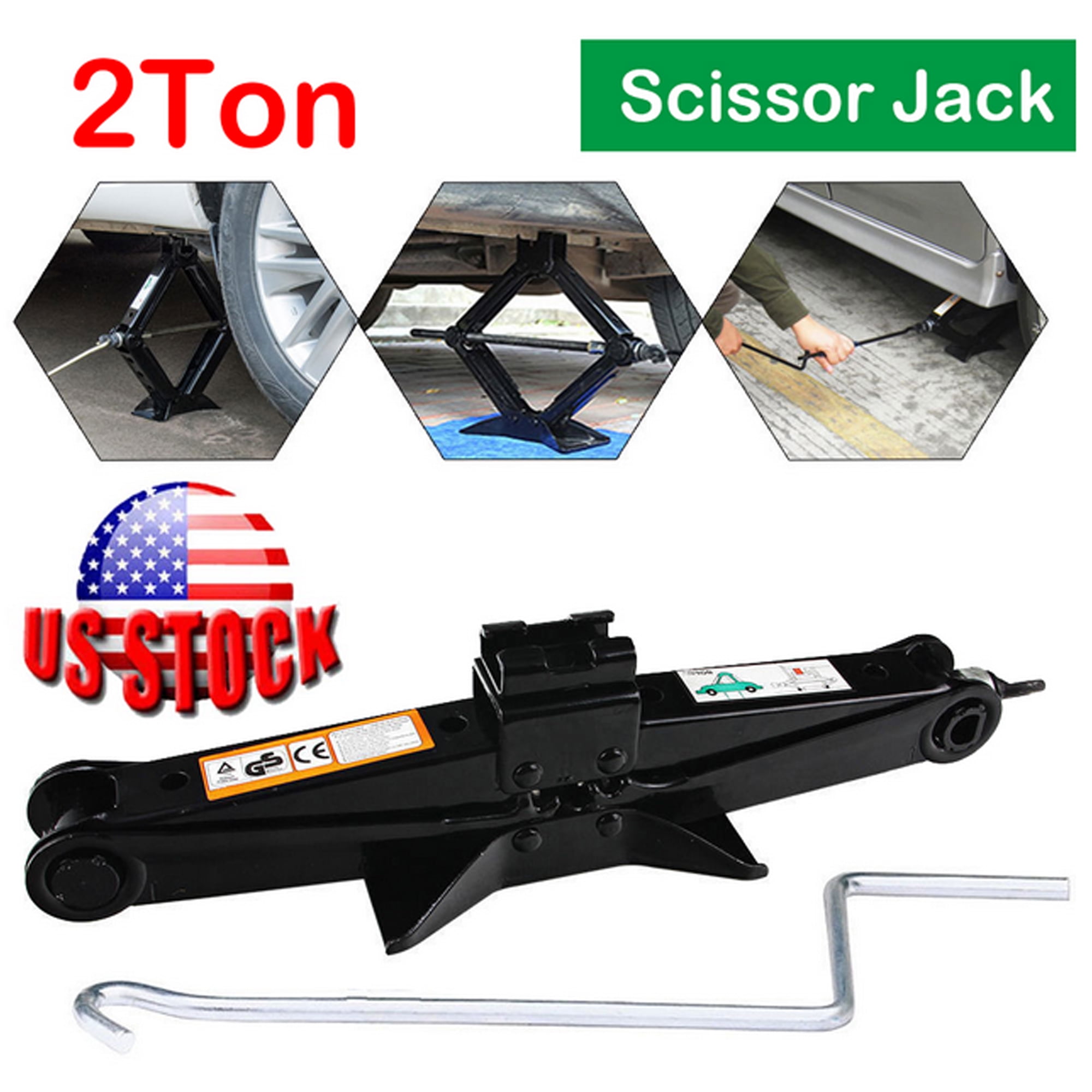 Most Small and Medium Sized Vehicles Adjustable Height From 105mm to 385mm 2 Ton Scissor Jack Wind Up Lift Jack with Speed Handle for Car Van 