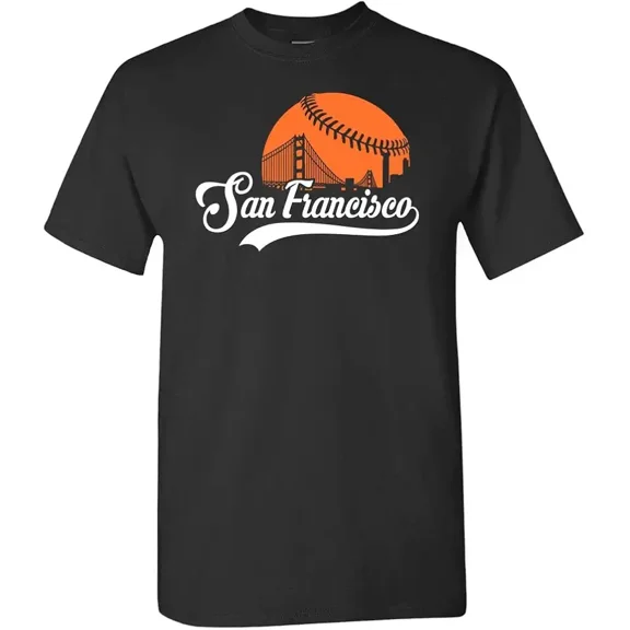 Retro San Francisco Baseball T-Shirt Vintage Golden Gate Bridge Graphic Tee Men's Sports Fan Apparel Black