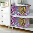 thumbnail image 2 of Yayeee Foldable Storage Basket for Shelves with Handles Set of 2 Waterproof Cloth Bins, Green Wavy Plaid, 2 of 7