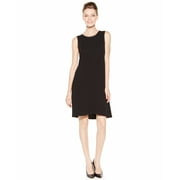New [2113]NEW Calvin Klein Women's Faux Leather Seamed Shift Dress Black 2 $134