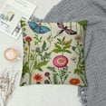 thumbnail image 2 of Shiartex Throw Square Pillowcase Dragonfly Beige Floral Flowers Rustic Country Garden Pillow Cover Protector for Throw Cushion, 2 of 5