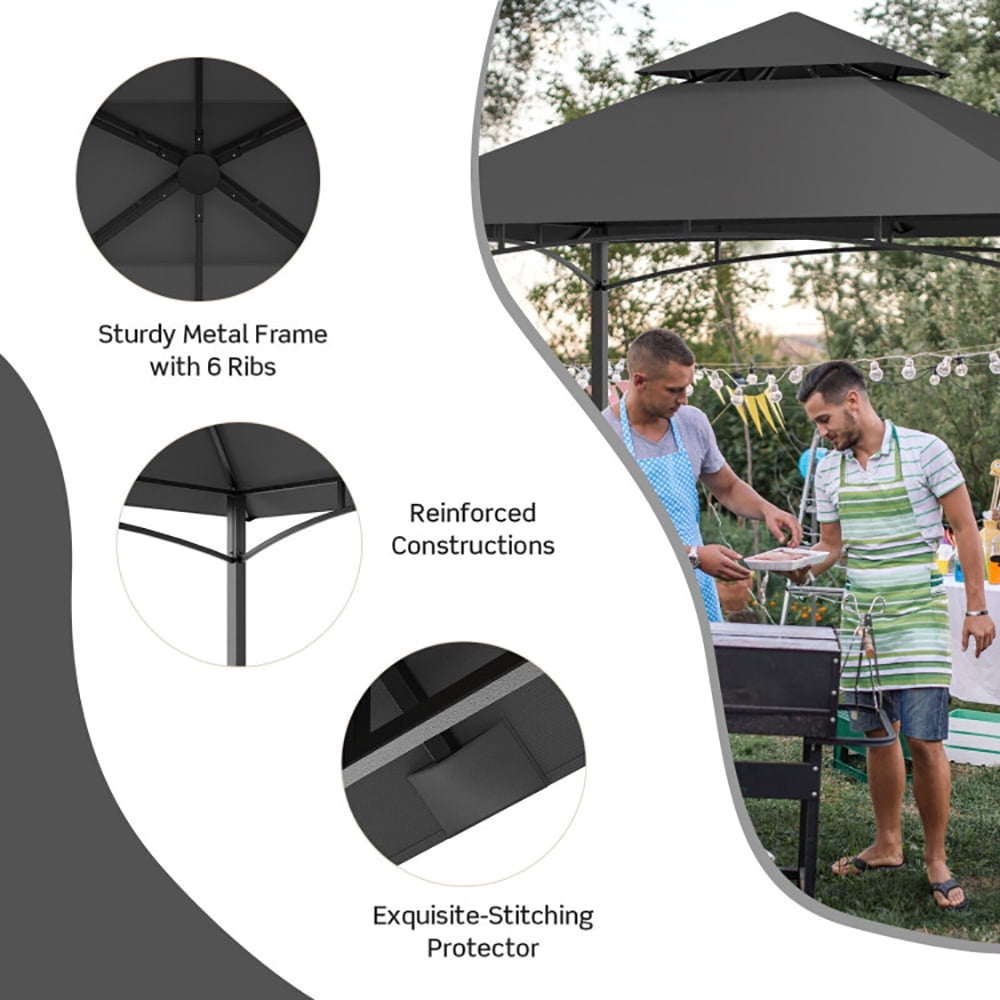 Aimee Lii 8 x 5 Feet Outdoor Barbecue Grill Gazebo Canopy Tent BBQ Shelter, Backyard Canopy Gazebo for Party Wedding, Dark Gray Aimee Lii 8 x 5 Feet Outdoor Barbecue Grill Gazebo Canopy Tent BBQ Shelter, Backyard Canopy Gazebo for Party Wedding, Dark Gray