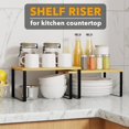 thumbnail image 4 of SpaceAid Cabinet Shelf Organizers 2 Pack Kitchen Counter Rack Shelves Riser Stackable Expandable Spice Rack Pantry Cupboard Storage Organization (Black and Natural Short), 4 of 5