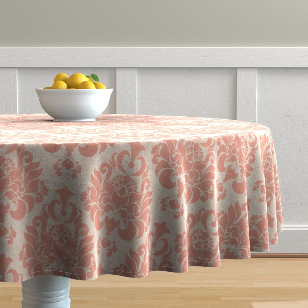 Round Tablecloth Damask Victorian Modern Cotton Sateen