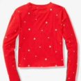 thumbnail image 2 of Victoria's Secret PINK Women Long Sleeve Gold Stars Cropped Top Tee Red Pepper L, 2 of 8