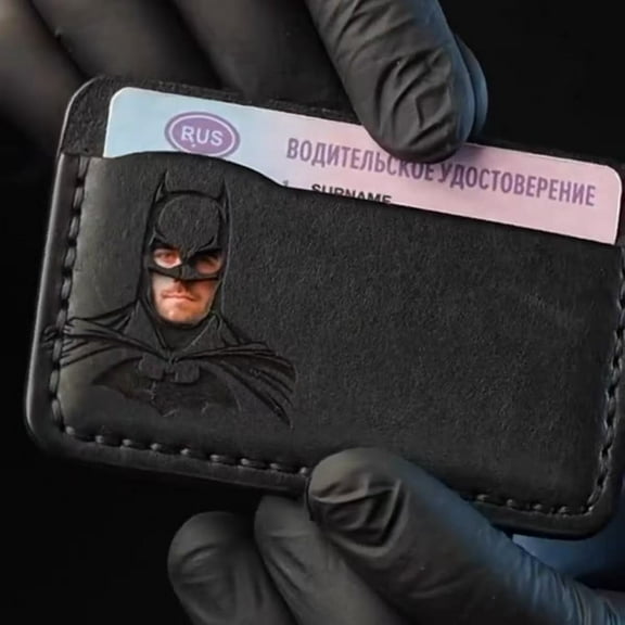 Batman Leather ID Wallet – Superhero Cutout Card Holder (Gift for Men/Women)