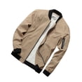thumbnail image 3 of FAROOT Men's Bomber Jackets Solid/Contrast Color Stand Collar Long Sleeve Zip Front Coat, 3 of 6
