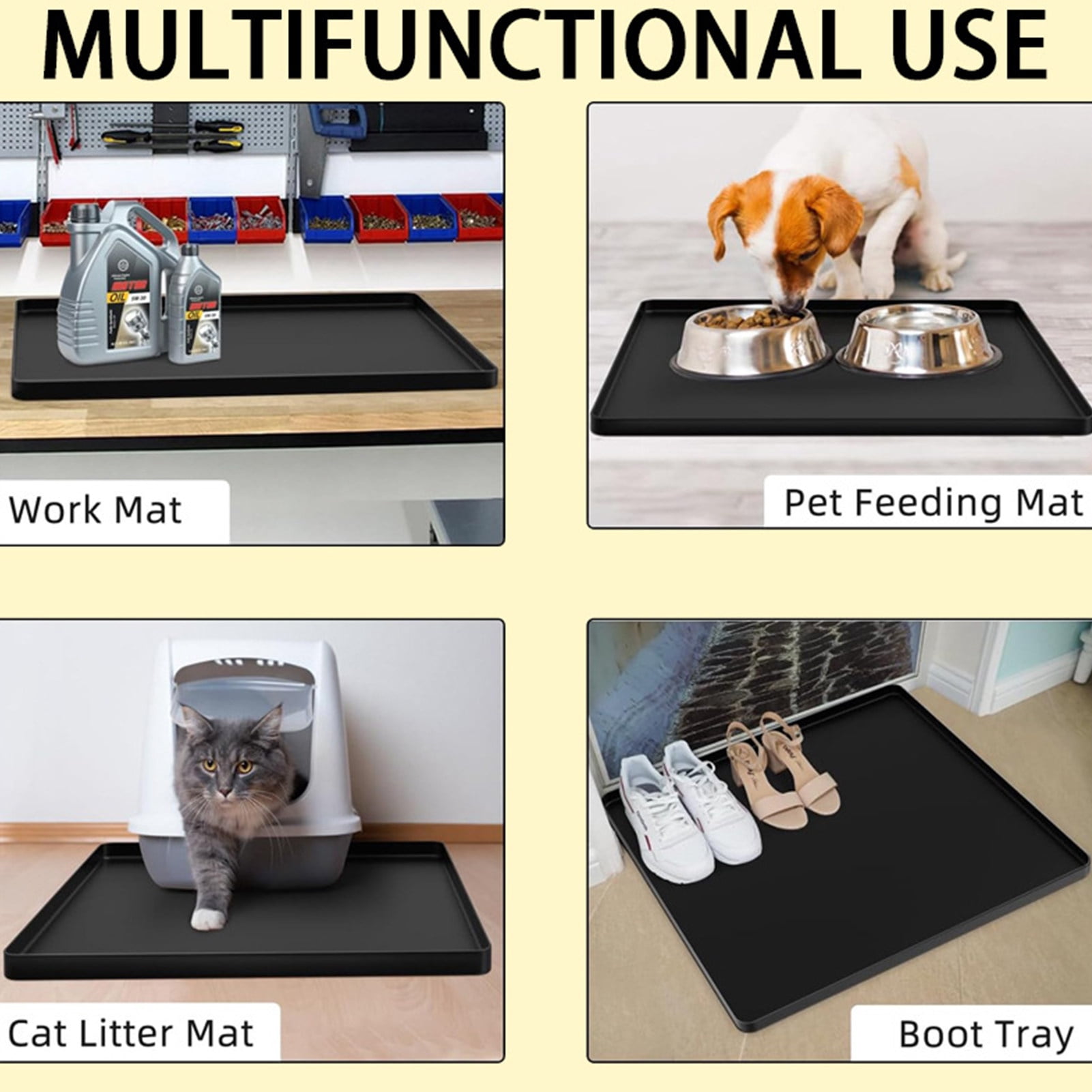 Homerr Drain Mat for Small Appliances Washing Machine Mat for Leaks Silicone Drain Mat for Mini Fridges Washers Dryers Leak-proof Pet Feeding Mat Floor Protection Tray Multifunctional Work Mat