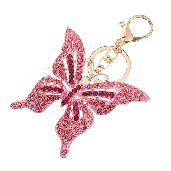Raindrops 1Pc Pink Butterfly Alloy Key Chain Pendant for Women Daily Use 5.3X3.5in