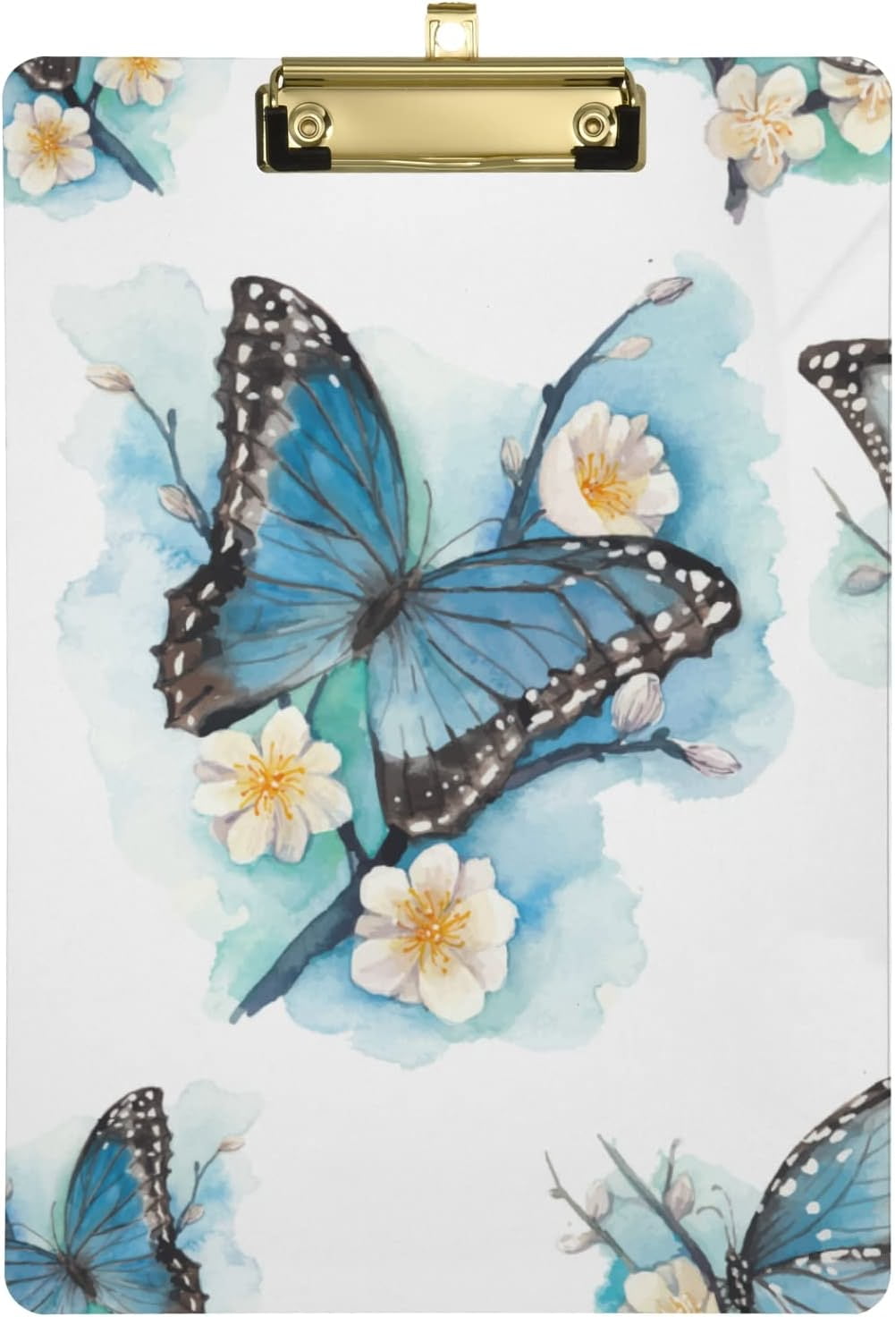 KXMDXA Blue Butterfly Clipboard Hardboard Wood Nursing Clip Board and