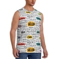 thumbnail image 2 of Haiem Men's Hello Print Tank Tops Summer Sleeveless Cut Off Workout T-Shirts Fitness Vest Athletic Undershirts-XX-Large, 2 of 8