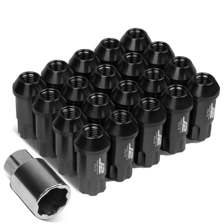 J2 Engineering LN-T7-011-15-BK J2 Engineering 7075 -T6 Forged Aluminum M12X1.5 20Pcs 50mm Height Open -End Lug Nut Set w / Key (Black)