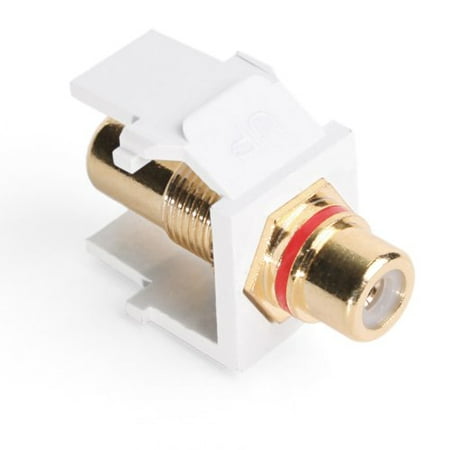 Leviton White Leviton Quickport RCA Video Jack w/Red Stripe 40830-BWR