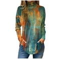 thumbnail image 2 of Ydkzymd Womens Army Green Long Sleeve Shirt Plus Petite Long Sleeve V Neck T Shirts for Women L Athletic Turtleneck Floral Tops Casual Tie Dye Flower Blouses, 2 of 5
