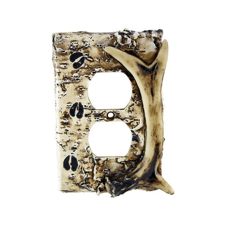 - Pine Ridge Rustic Faux Deer Antler and Hooves Tracks Duplex Receptacle Electrical Outlet Cover Plate CVR Realistic Hand-Painted and Crafted with Mounting screws Great For Western Rustic Home Decor