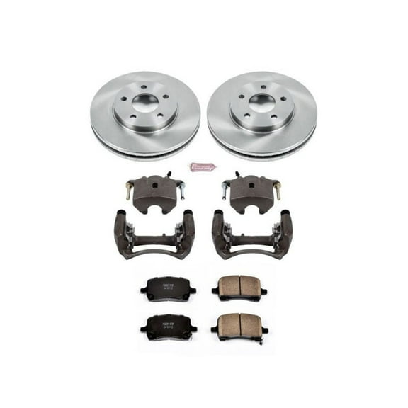 PowerStop Front Stock Replacement Brake Pad and Rotor Kit with Calipers Fits: CHEVROLET Select Models KCOE1448