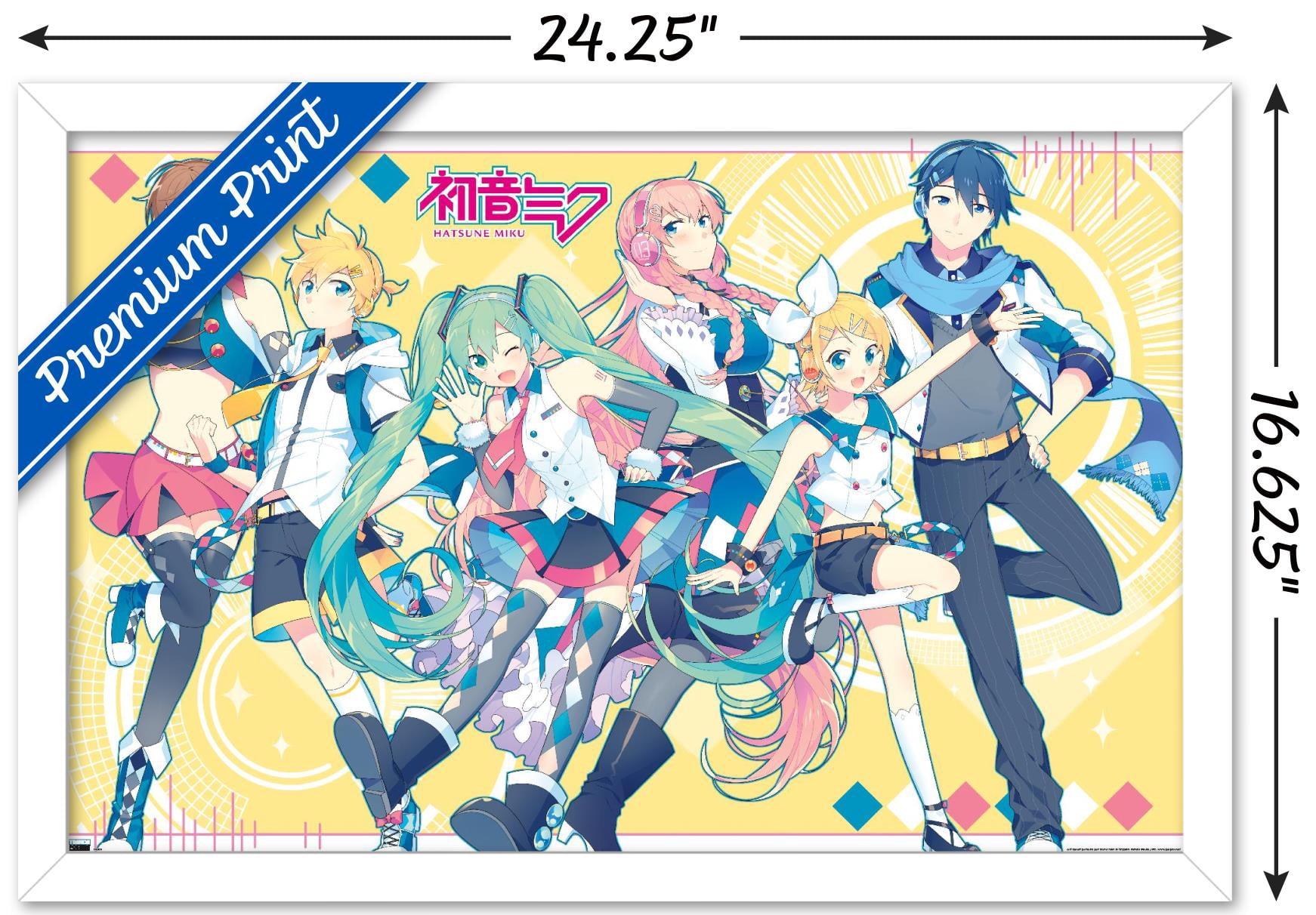 Hatsune Miku - Yellow Group Wall Poster, 14.725" x 22.375", Framed