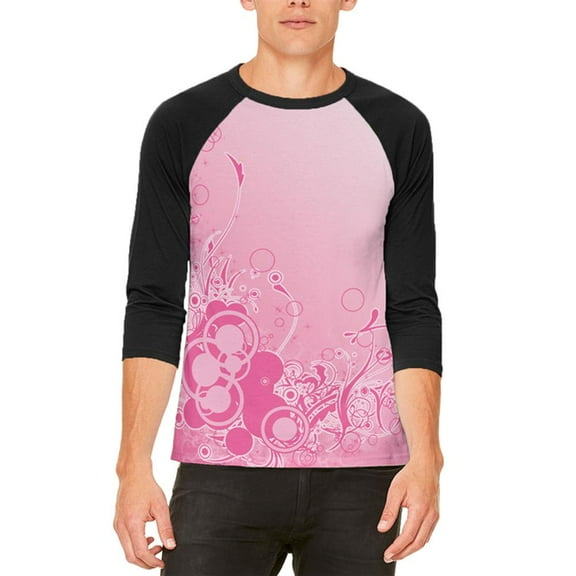 Pink Ombre Day Dream Mens Raglan T Shirt White-Black X-LG