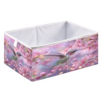 Foldable Fabric Storage Bin Home Cubes Clothing Organizer Bins Large Collapsible Box Basket for Home Organizer Beautiful Pink Hummingbird