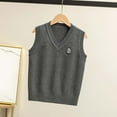 thumbnail image 2 of Gubotare School Sweaters for Big Girls Boys and Toddlers Uniform Cotton V-Neck Sweater Vest Knitted School Size 9-11 (Dark Gray,9-11 Years), 2 of 4
