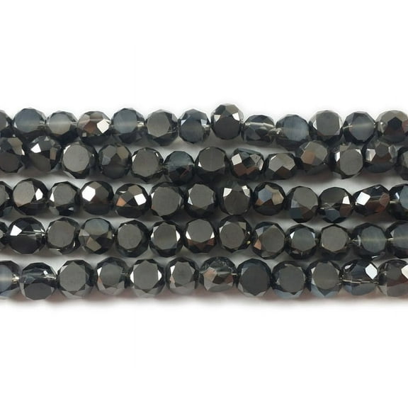 6mm Metallic Gray Glass Faceted Coin Beads Genuine Gemstone Natural Jewelry Making