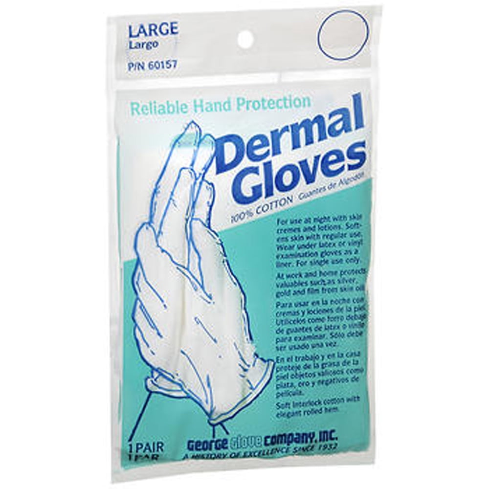 Glove Company 100 Cotton Dermal Gloves, Large