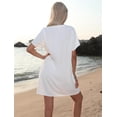 thumbnail image 2 of Women's Swimsuit Cover Up Shirt V Neck Short Sleeve Bathing Suit Coverups Summer Beach Cover Ups, 2 of 5
