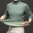 thumbnail image 3 of Styesk Mens Sweater Solid Color Pullover Sweater Cable Knit Turtleneck Sweater Comfy Soft Plush Oversized Sweater Casual Loose Sweaters with Ribbing Edge, 3 of 7