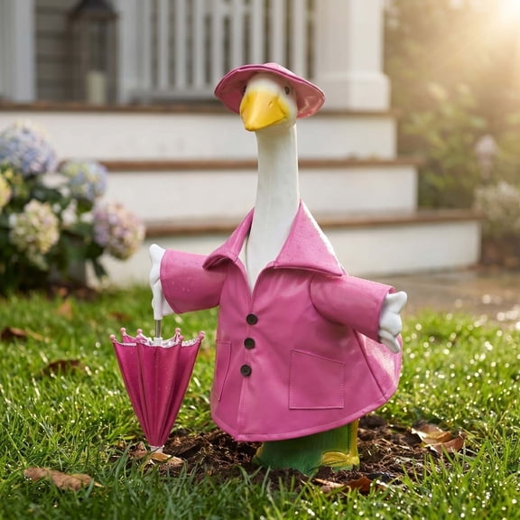 SHENGXINY Porch Goose Outfit, Hooded Raincoat Style Accessory Set Goose Clothes for Porch Courtyard Rainy Holiday Party Decor