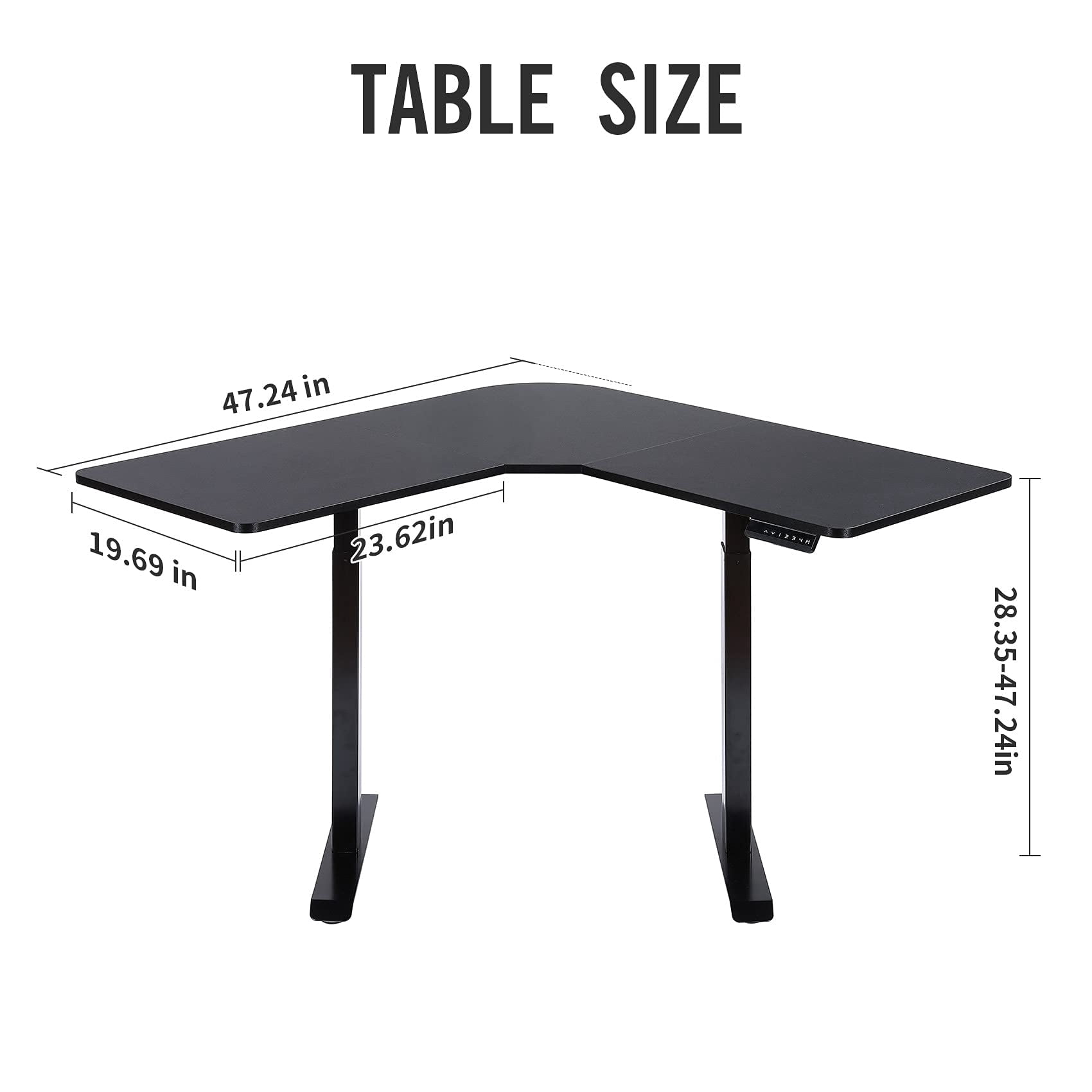 UNICOO® L Shaped Dual Motor Electric Height Adjustable Standing Desk, Computer Corner Desk, Home Gaming Desk, Office Writing Workstation (Black Frame/Black Top) XOT-L-BB