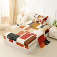 thumbnail image 2 of Homewish Retro Abstract Block Twin Sheets,Aesthetic Artwork Bedding,Brown,3pcs,1 Fitted Sheet and 1 Pillowcase, 2 of 6