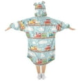 thumbnail image 2 of FORMRS Wearable Blanket Hoodie with Sleeves for Kids Cozy Flannel Sweatshirt, Red Trains Pattern, 2 of 7