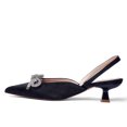 thumbnail image 2 of Zhabtuc Slingback Rhinestone Bow Heels for Women Closed Pointed Toe Kitten Pumps Slip On Stilettos Wedding Bride Dress Shoes Black Size 8.5, 2 of 8